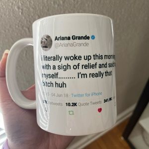 Ariana Grande tweet mug